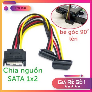 Cáp chia nguồn sata 1 thành 2 - dây nguồn sata 1 ra 2 cong bẻ góc trái 20cm - cáp nguồn sata chữ y cho hdd/ssd/dvd-r
