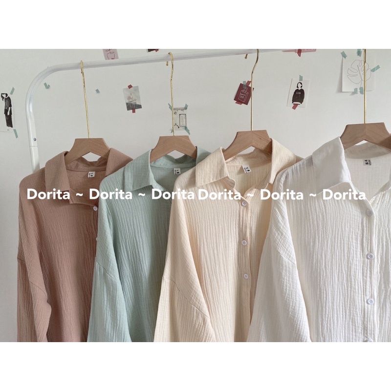 [Ảnh thật/Video] Áo sơ mi nhăn Bascis, Áo sơ mi nhăn phong cách Hàn Quốc - Dorita Boutique | BigBuy360 - bigbuy360.vn