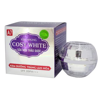 Kem dưỡng trắng-ngừa lão hóa-giữ ẩm-se khít lỗ chân lông Cosy White sữa non thảo dược A7 30g