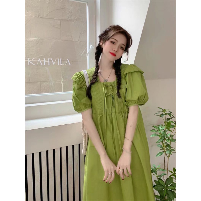 Đầm Tay Ngắn Cổ Vuông Dáng Rộng Thời Trang Mùa Hè Mới Cho Nữ
