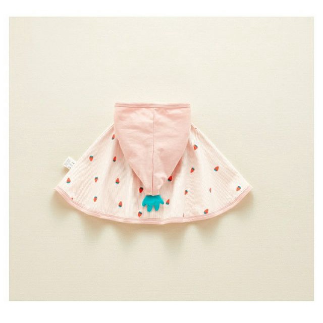 Áo choàng cánh dơi cho bé hình Dâu hồng dễ thương chất liệu cotton mềm mịn cho bé 6 - 18 tháng