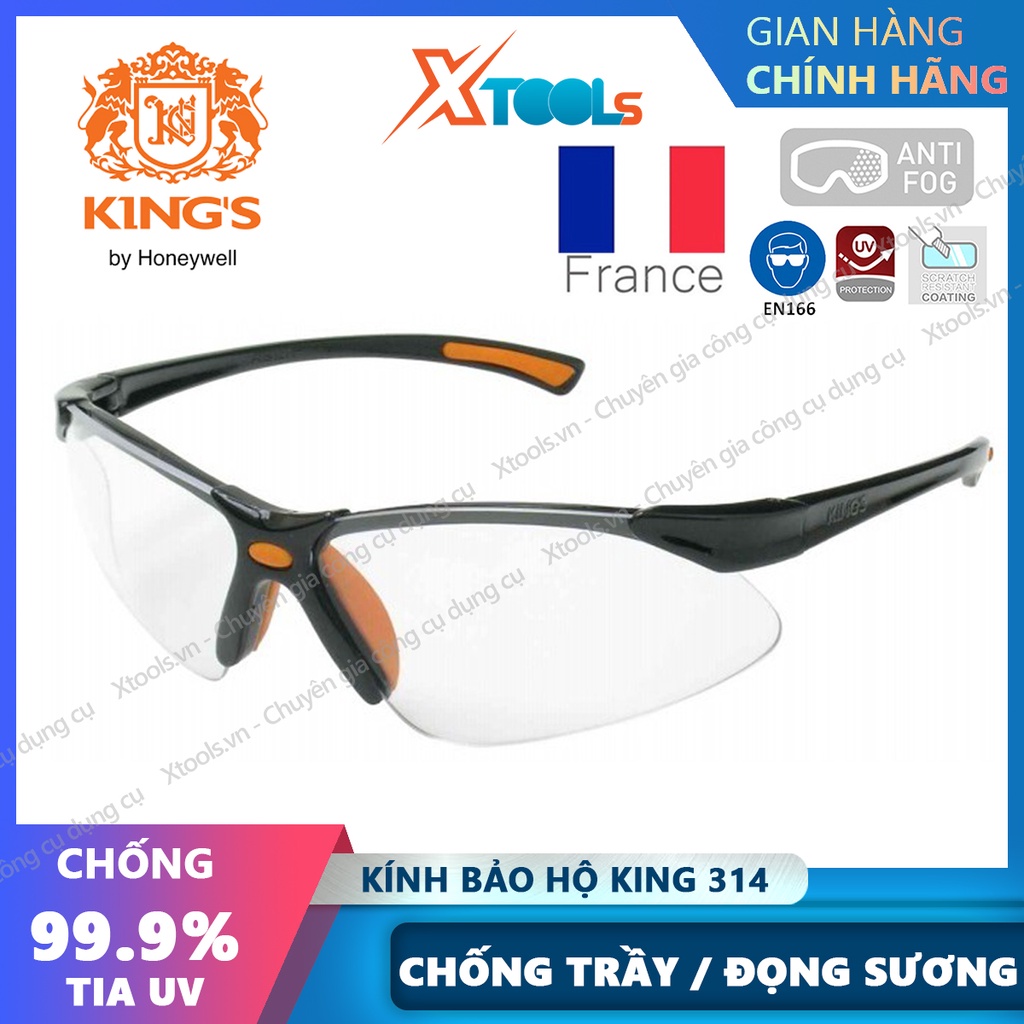 Kính bảo hộ Kings KY314B Mắt kính chống bụi, chống tia UV, chống trầy xước, đọng sương, dùng trong lao động, đi xe máy