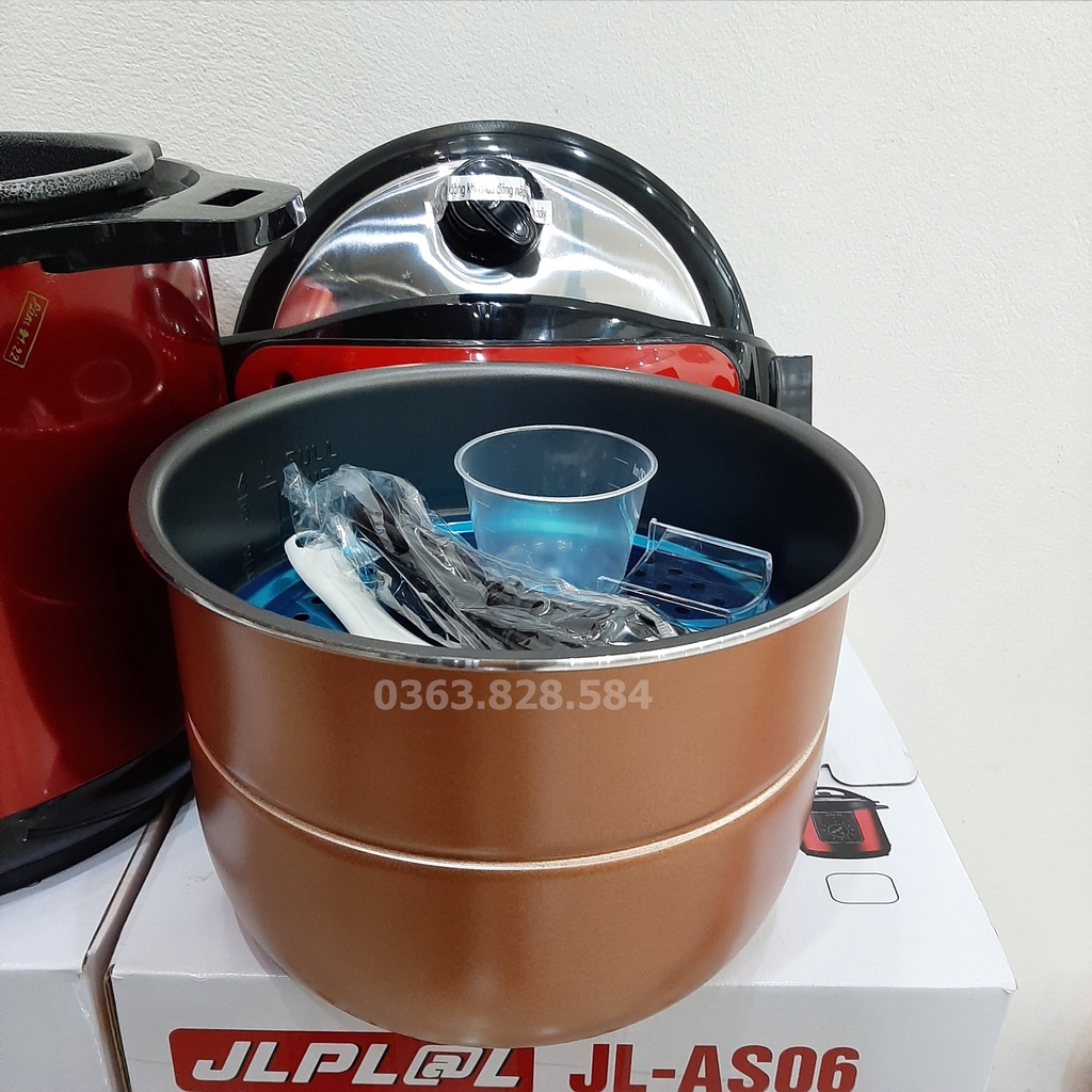 Nồi Áp Suất Điện Đa Năng 6L JIPLAI JL- AS06 Tặng Kèm Vỉ Hấp - Công nghệ ThaiLand - Nắp Rời, Công Suất 1000W BH 12 Tháng