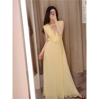 Bill Đức-Đầm váy Zara auth new tag maxi voan xếp ly hở lưng bồng bềnh váy khoét lưng cao cấp chính hãng