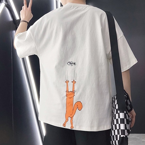 Áo thun tay lỡ form rộng - phông nam nữ cotton oversize - T shirt mèo cào - 2N Unisex