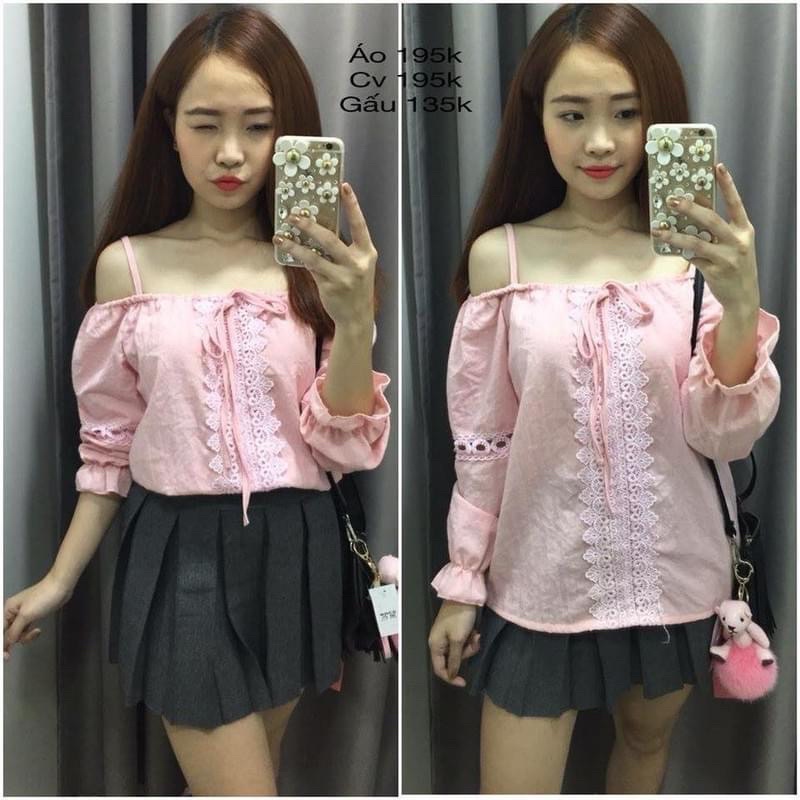 ÁO THÔ TRỄ VAI VIỀN REN SALE