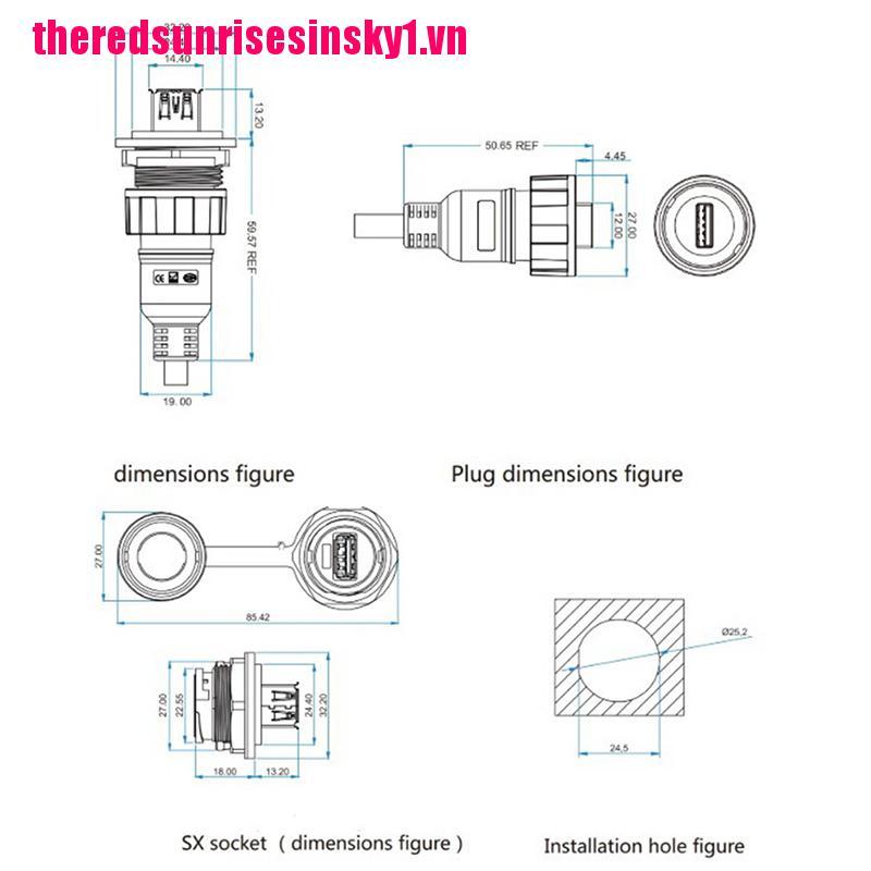 (3C) Giắc Chuyển Đổi Usb Female Socket Panel Mount Adapter Usb 3.0 Ip68