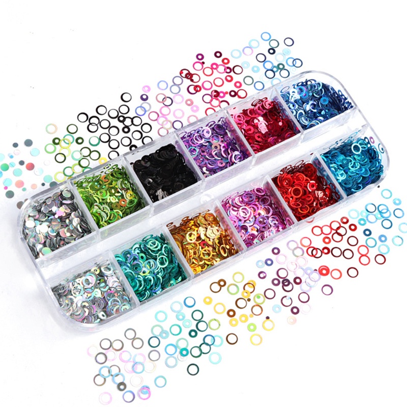 Phụ Kiện Hạt Kim Sa Tròn Rỗng Trang Trí Móng Tay DIY