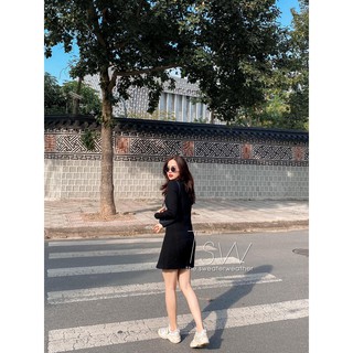 Váy len trơn liền chữ A ngắn basic
