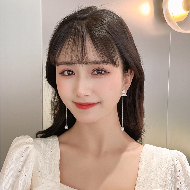 Khuyên Tai Dáng Dài Đính Hạt Ngọc Trai Nhân Tạo Phong Cách Hàn Quốc Mới 2022 S925