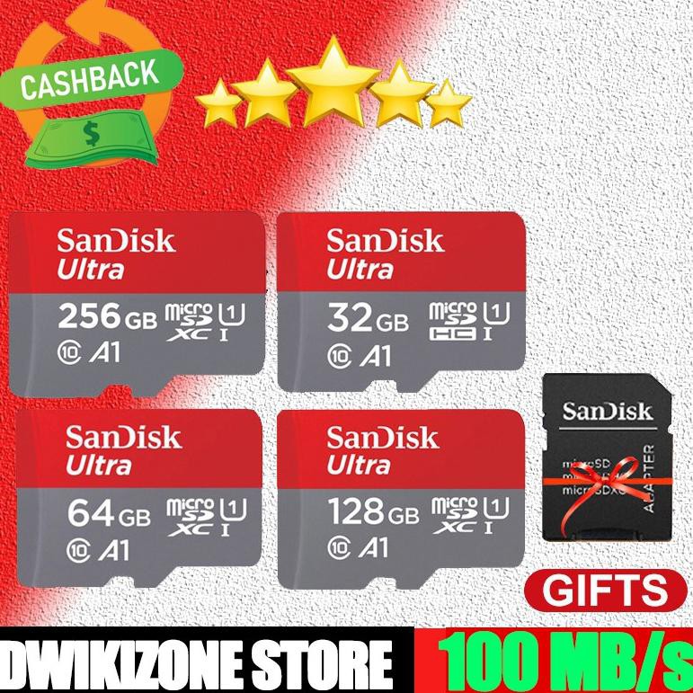 Thẻ Nhớ Micro Sd Sandisk Ultra 100mbps 256gb 128gb 64gb 32gb A1 Class 10