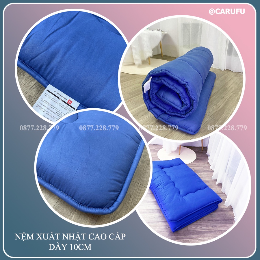 Nệm gấp 1m6x2m Dày 10cm Xanh và 7cm Xám | Hàng xuất Nhật | CARUFU