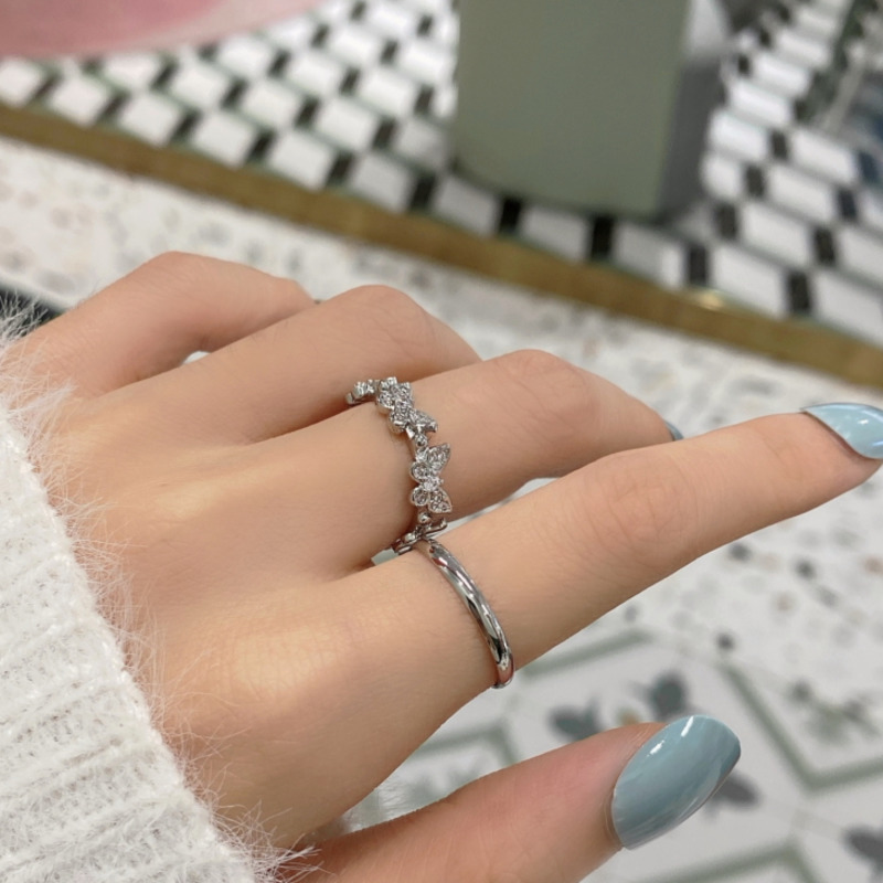 Nhẫn Hở Hình Bướm Đính Đá Phong Cách Hàn Quốc