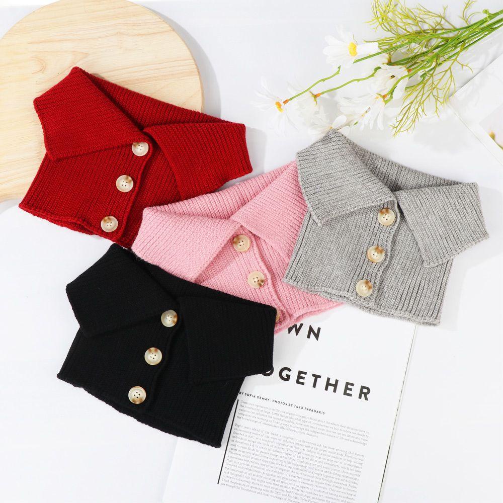 YVE Cổ Áo Giả Dệt Kim Chống Gió Cài Nút Có Thể Tháo Rời Thời Trang