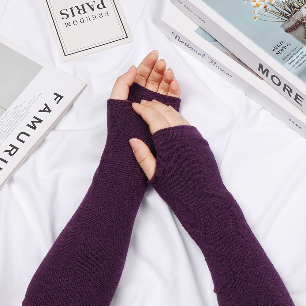 Găng Tay Cotton Dệt Kim Hở Ngón Mềm Mại Họa Tiết Kẻ Sọc Thời Trang