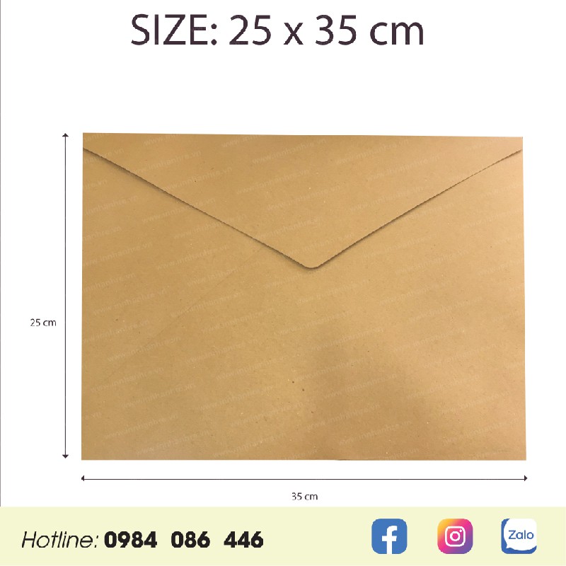 1 CÁI BAO THƯ KRAFT VIỆT NẮP CHÉO 25x35 CM  CÓ SẴN - BAOBIONLINE