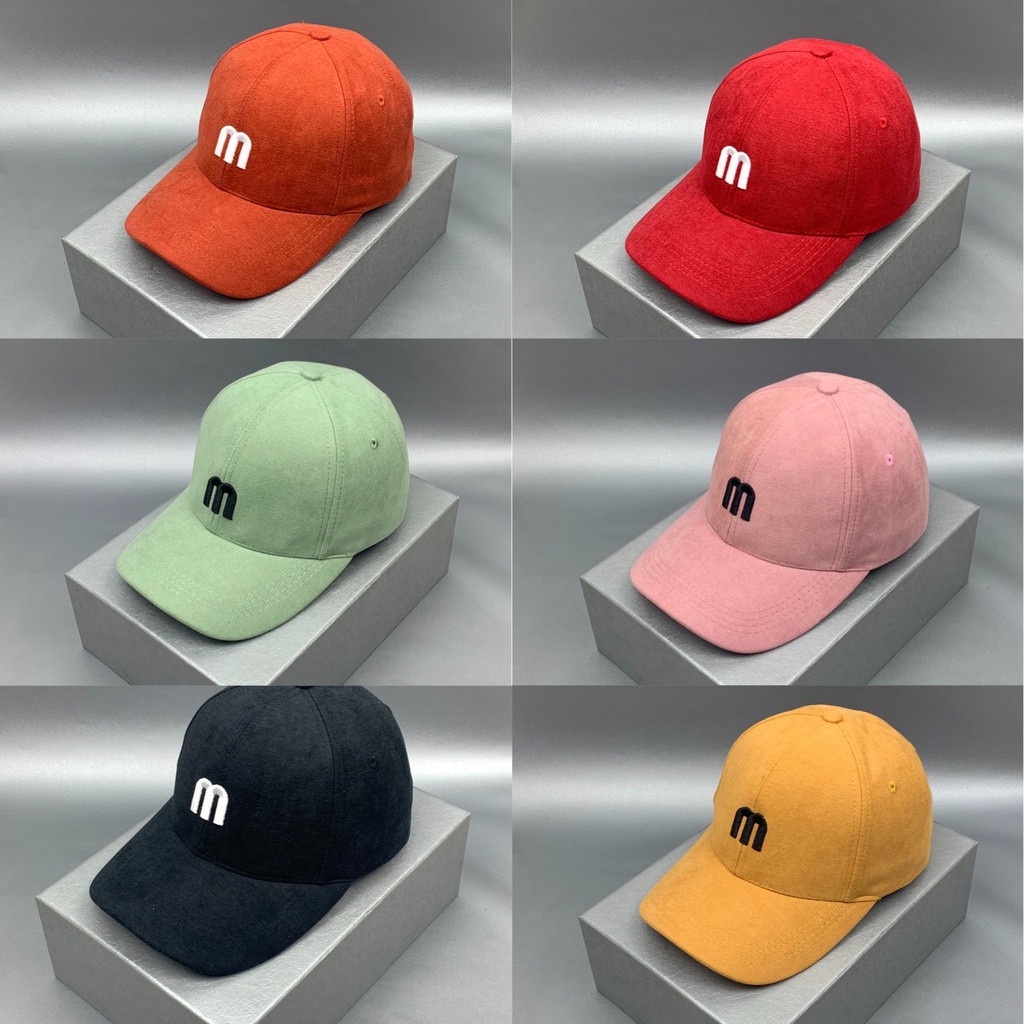 Nón kết nhung thêu chữ M phong cách unisex nam nữ -NÓN LƯỠI TRAI PHONG CÁCH HÀN QUỐC NÓN BÓNG CHÀY Nón thể thao HA
