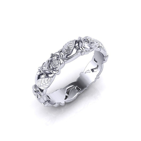 Nhẫn bạc 925 hình hoa hồng phong cách vintage thời trang cho nữ