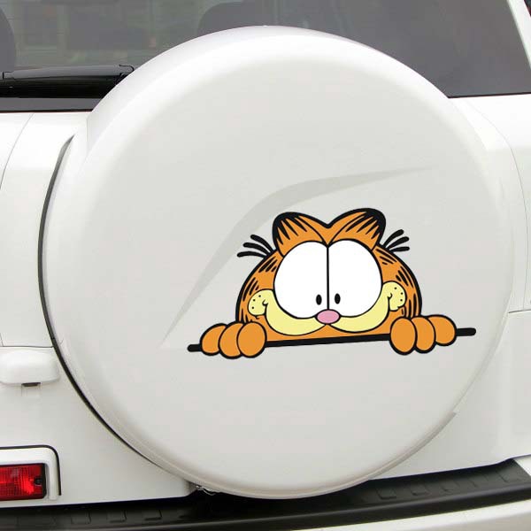 Dễ Thương Sticker Dán Trang Trí Kính Chiếu Hậu Xe Hơi Hình Mèo Garfield Đáng Yêu