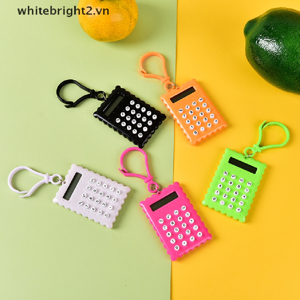 Máy tính mini vỏ nhựa 8 số có móc khóa màu sắc ngẫu nhiên