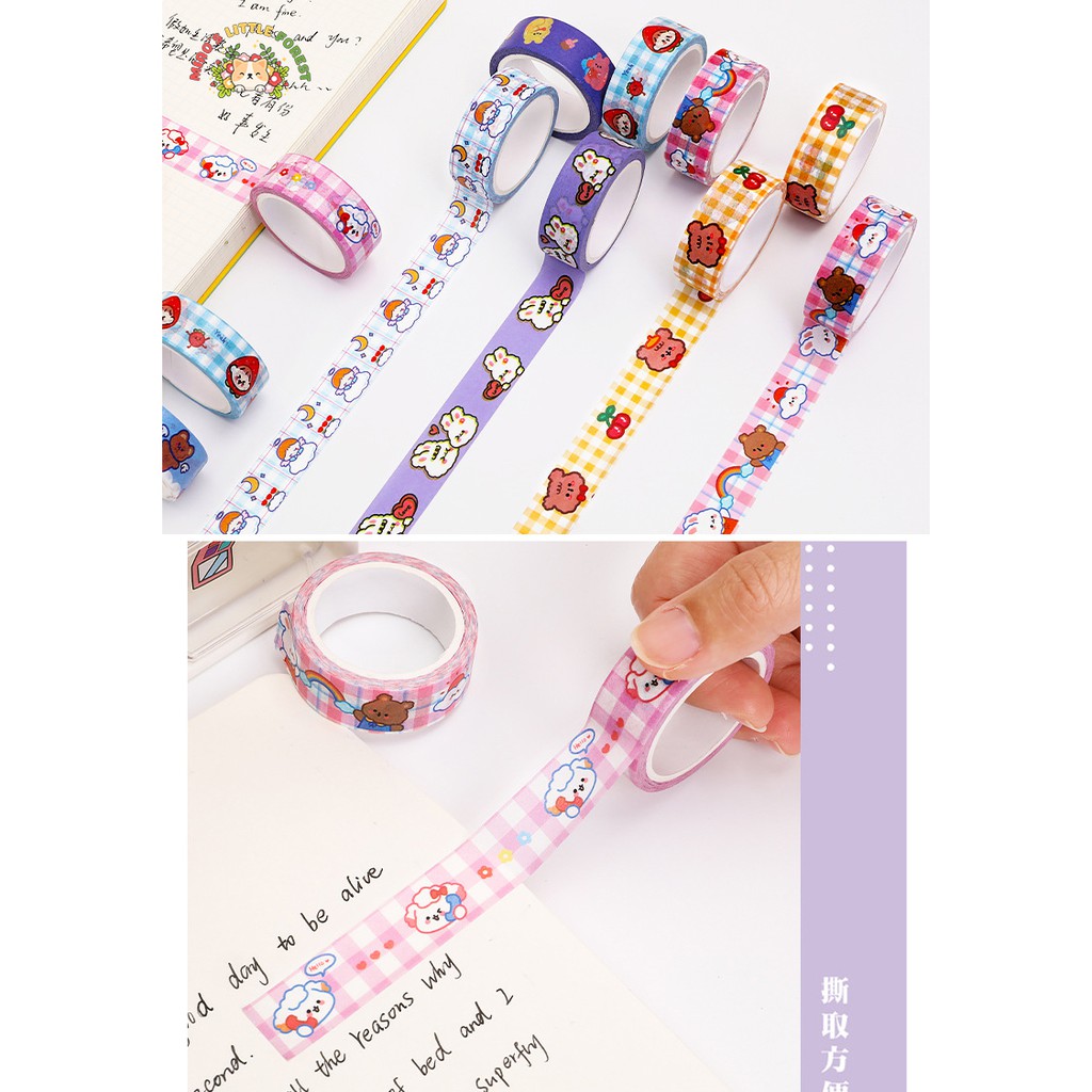 Washi tape cute MIAO'S LITTLE FOREST băng dính trang trí cute dài 3m 5m dán sổ tay bullet journal