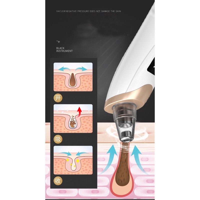 Máy Hút Mụn⚡Máy Hút Mụn Đầu Đen⚡màn hình led, máy hút mụn sạc pin 5 đầu hút SIÊU MẠNH | Thế Giới Skin Care
