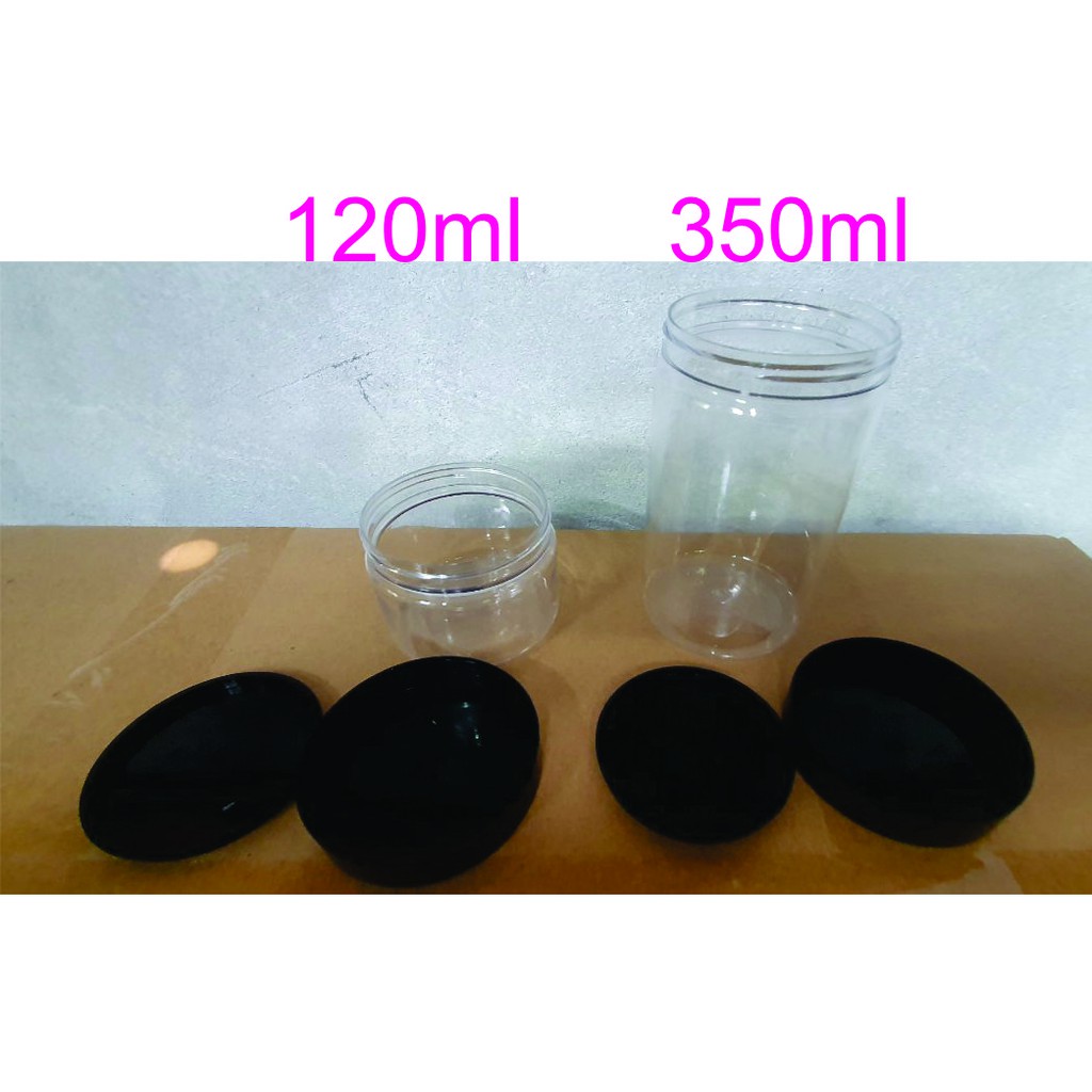Hũ Nhựa PET Trong Nắp Đen Size 120, 350ml Đựng Màu Vẽ, Thực Phẩm An Toàn