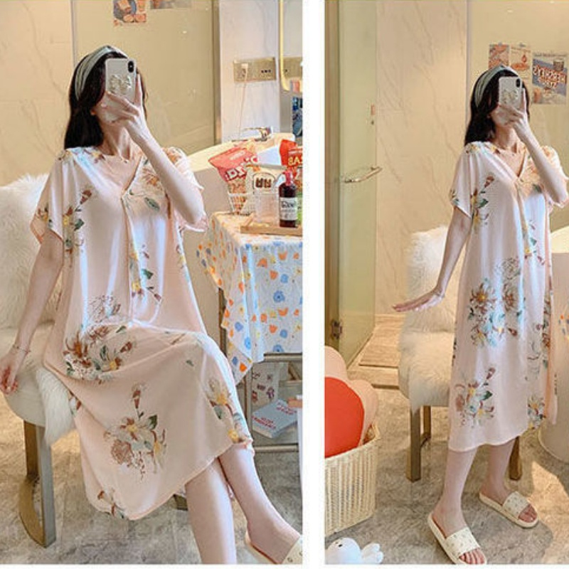 Đồ ngủ Tay Ngắn Dáng Rộng In Họa Tiết Hoạt Hình Thời Trang Mùa Hè Cho Nữ