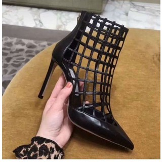 HK(VIDEO) Boot Cao Gót Đan Rọ Gót Nhọn 12p Da Mềm Fullbox Cao Cấp