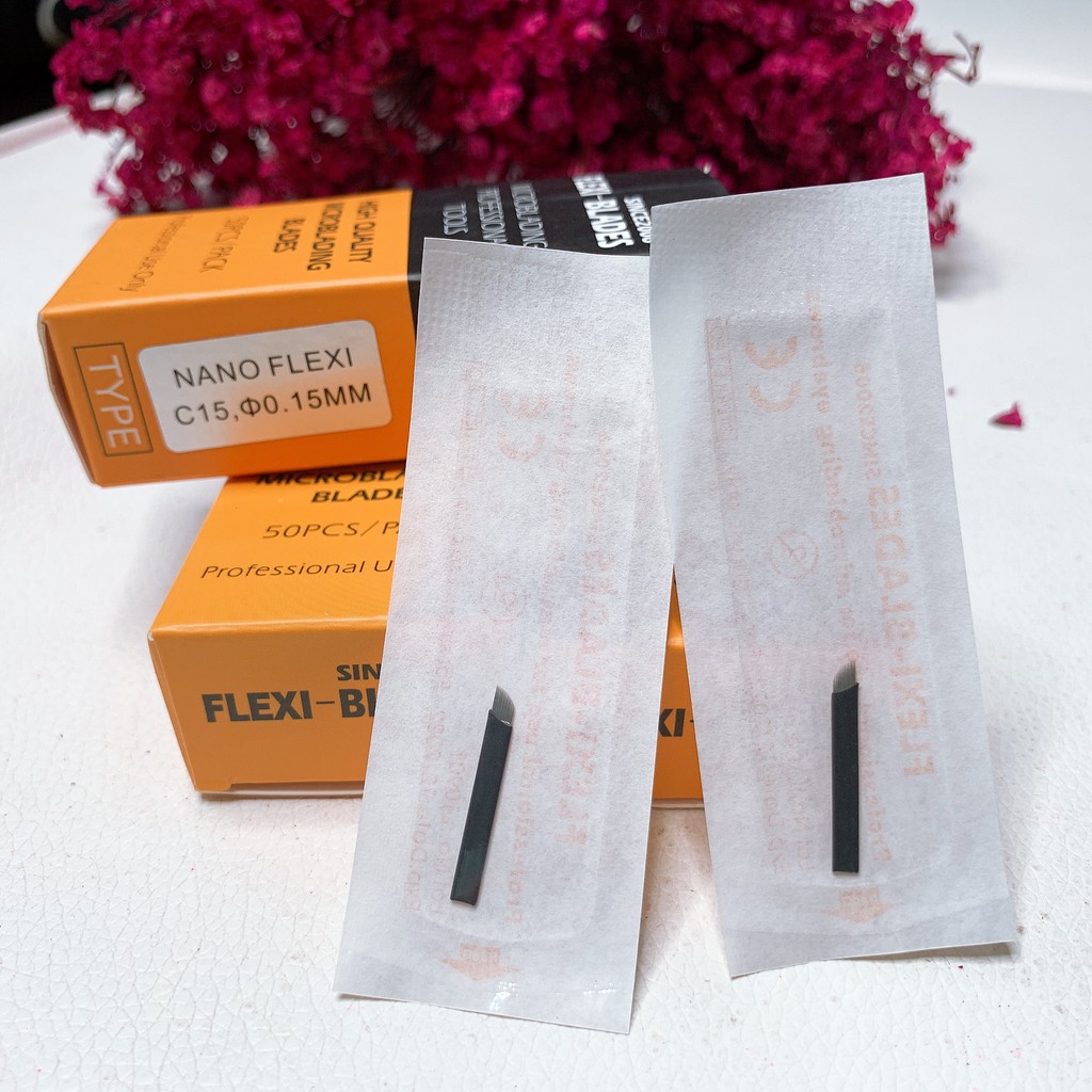 Lưỡi khắc chân mày Flexi dạng xéo C15 0.15mm, Lưỡi dao khắc Nano cao cấp