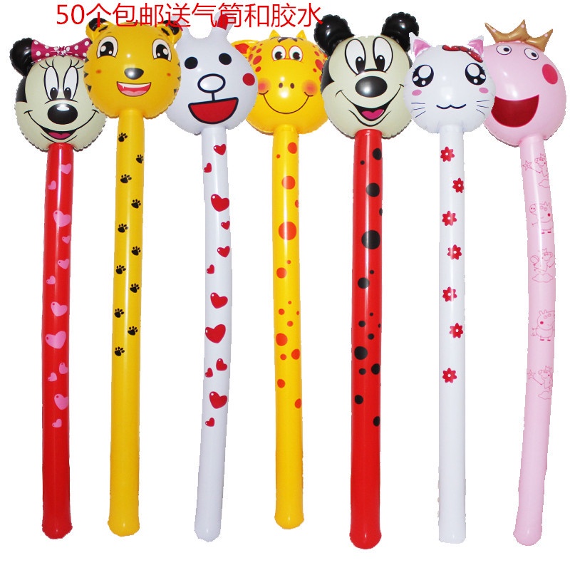 1 Bong Bóng PVC Dài Bơm Hơi Hình Đầu Động Vật Hoạt Hình Trang Trí Tiệc Cho Bé
