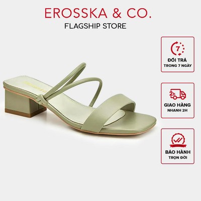 Erosska - Guốc cao gót nữ phối dây kiểu dáng đơn giản màu xanh cao 3cm - EB064