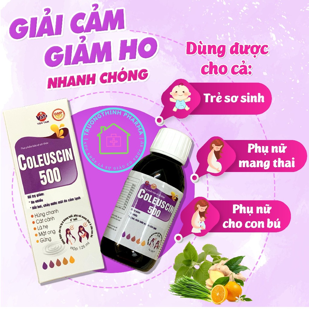 Siro ho tiêu đờm,giải cảm Coleuscin dạng chai 125ml