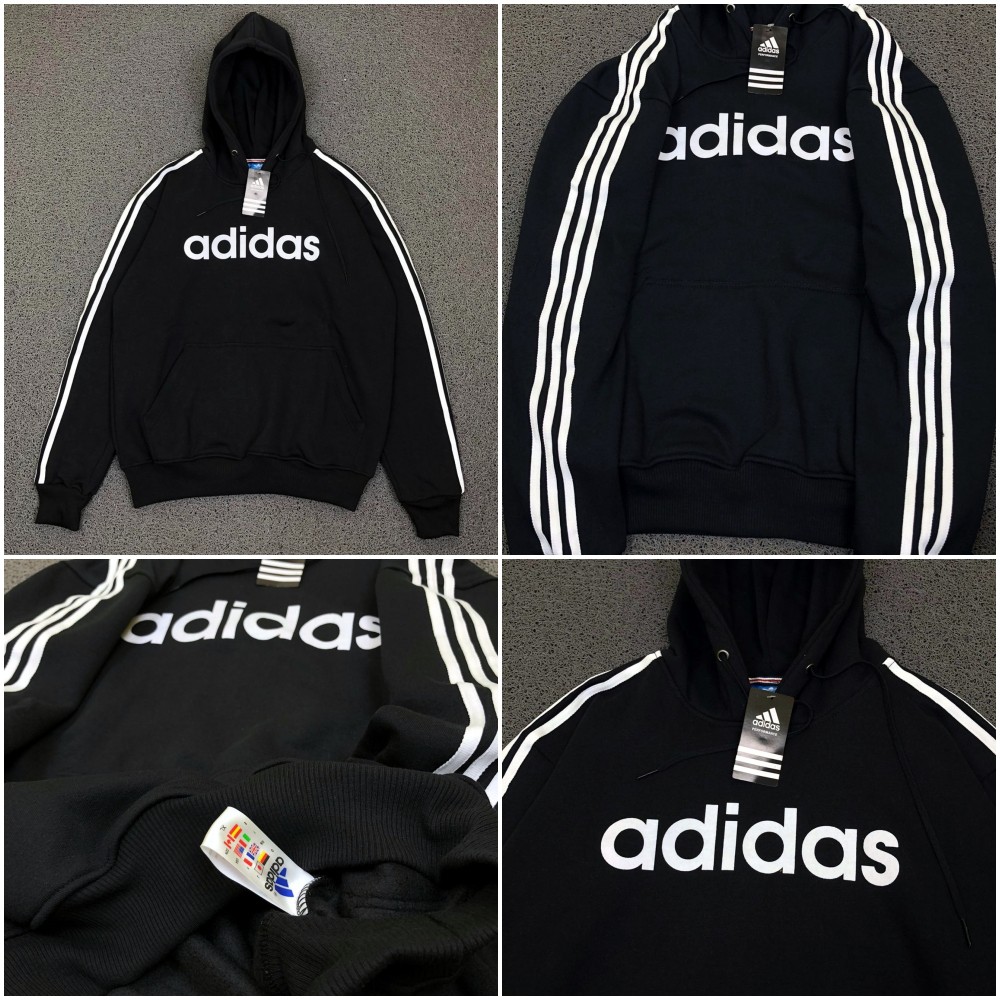 Áo Khoác Hoodie Adidas Màu Đen Kẻ Sọc 3 Sọc Thời Trang Cho Nam Và Nữ