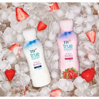 Lốc 4 chai Sữa chua uống Thanh Trùng TH true YOGURT Có đường, Dâu chai 180ml