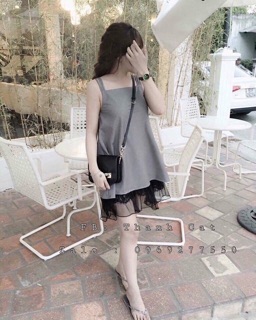 Đầm Suông Phối Ren Lưới Xịn Xắn