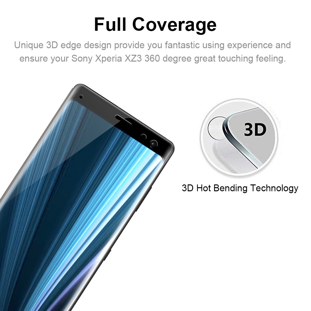 Miimall Kính cường lực cong tràn viền không bong bóng cho Sony Xperia xz3