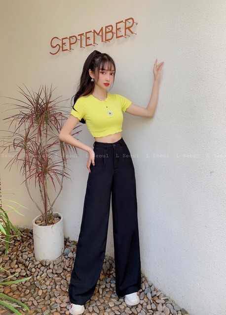 QUẦN ỐNG RỘNG LƯNG CAO DÀI 101cm kèm ảnh thật