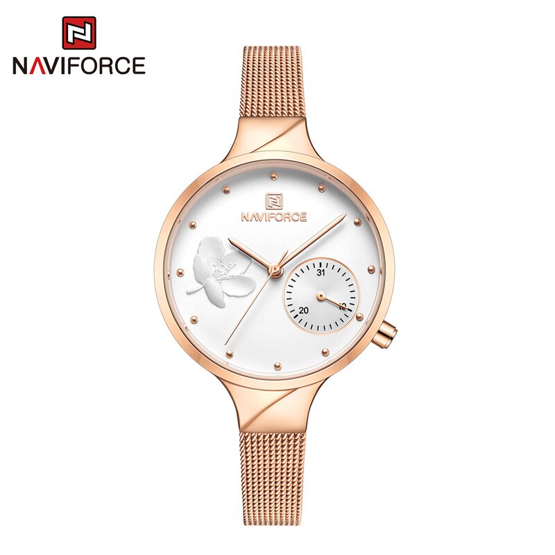 NAVIFORCE NF5001S Women Casual Fashion Mesh Band Analog Quartz Watch