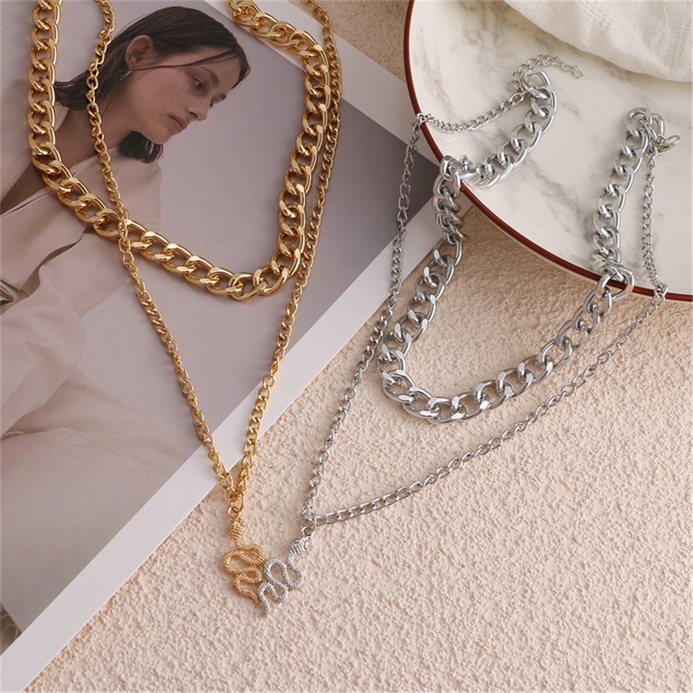 Dây chuyền nhiều lớp mặt hình con rắn thời trang cho nữ