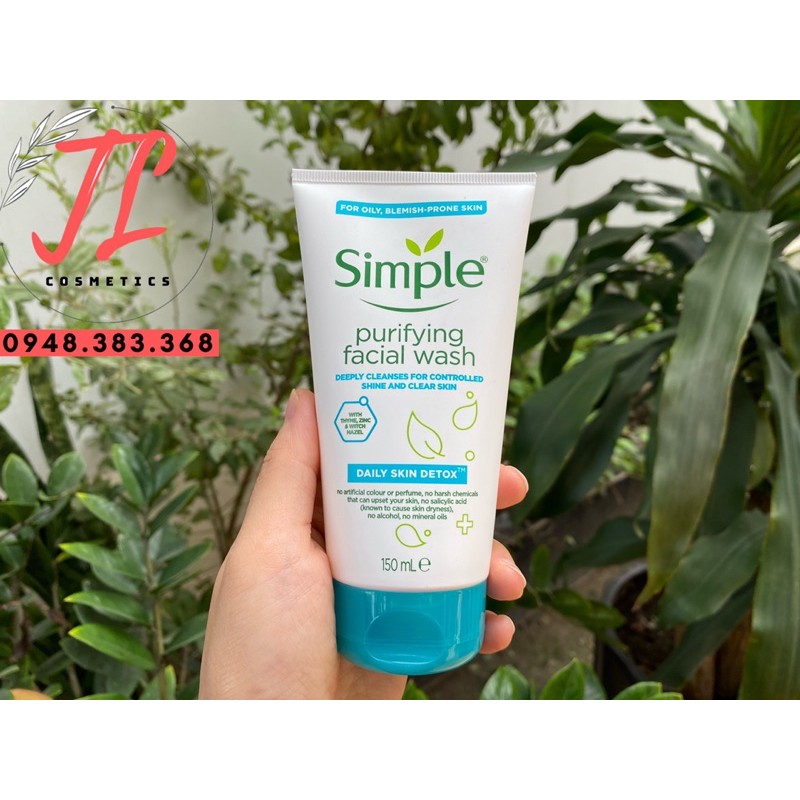 Sữa rửa mặt thải độc thanh lọc da Simple Daily Skin Detox Purifying Facial Wash 150ml