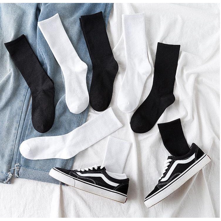 Tất cổ cao unisex , vớ nam nữ màu trơn basic SLYOUR