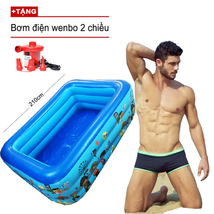 Bể phao bơi bơm hơi Summer sea  2m1 (Tặng kèm bơm điện WENBO) (đơn hàng từ 99K FREESHIP)