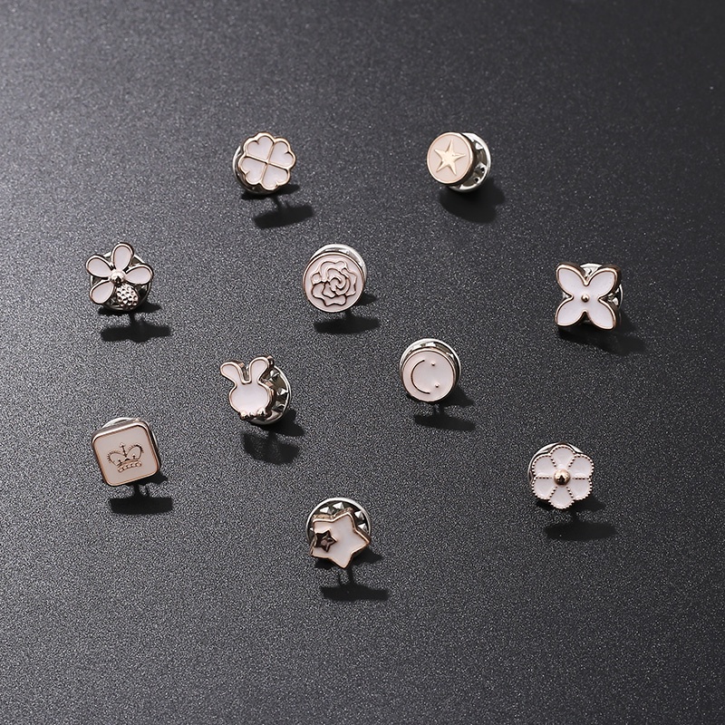 Set nút cài cổ áo đính ngọc trai nhân tạo nhỏ gọn đơn giản cho nữ