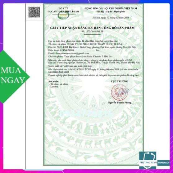 Vitamin E400 kèm Tinh chất Nha Đam - Giúp sáng và đẹp da (Hộp 100 viên)