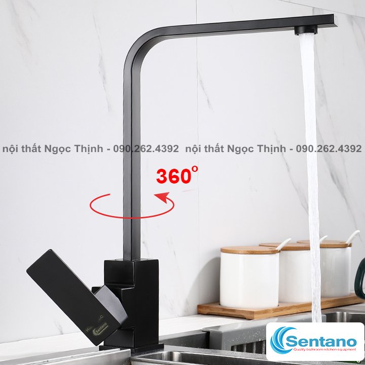 Chậu rửa chén bát inox sus304 SENTANO NANO ĐEN 60x45cm chống trầy xước cao cấp tặng kèm rổ đa năng