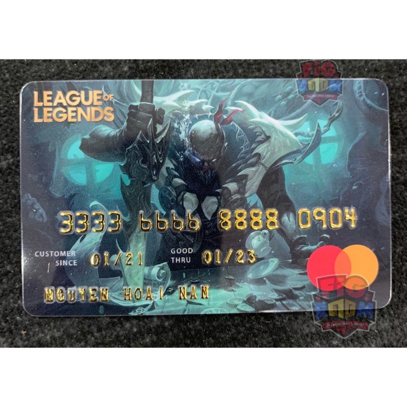 Thẻ ATM League Bank Master Card customise các vị tướng/trang phục Liên Minh Huyền Thoại, LMHT Tốc chiến