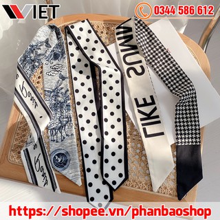 Dây buộc tóc khăn lụa vuông dài quấn túi quàng cổ đa năng hàn quốc hottrend - khăn ruy băng 100x8 cm