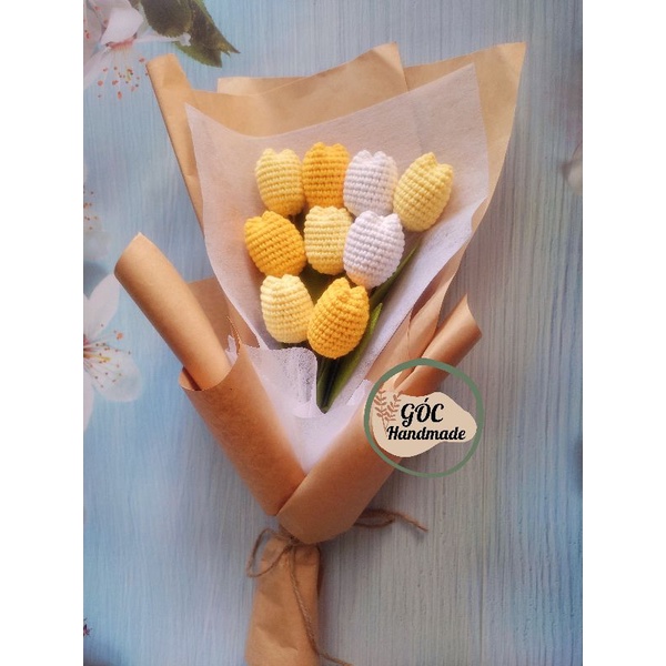 Bó hoa tulip bằng len (9 bông)