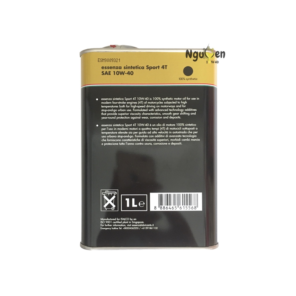 Nhớt Essenza Sport 10w40 1 lít nhớt full tổng hợp